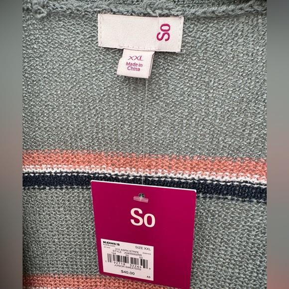 SO OPEN CARDIGAN. LIGHTWEIGHT OPEN FRONT STRIPED CARDIGAN. NEW WITH TAGS - Picture 4 of 13